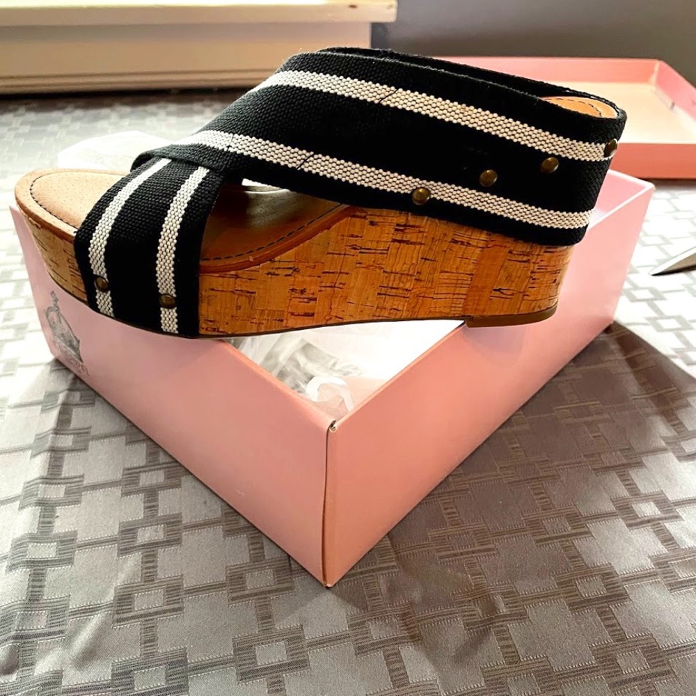 Crown Vintage Cork Wedges Black/White